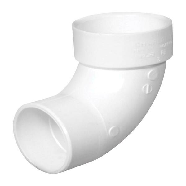 Charlotte Pipe And Foundry 4866976 3 Hub x 3 in. Dia Spigot PVC 90 degree Street Elbow, Schedule 40, 20PK PVC 00302 1200